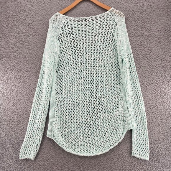 Tommy Bahama Sweater Womens Extra Large Blue Crochet Open Knit Linen Blend Beach - Picture 3 of 9